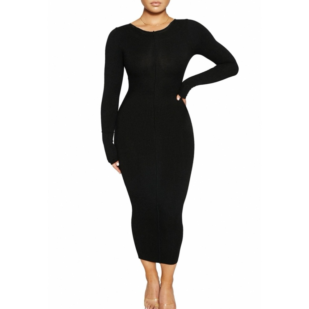 Naked Wardrobe Snatched Me in Long Sleeve Body-Con Dress
